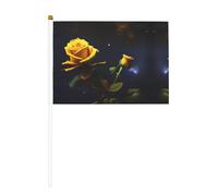 Bandiere palmari stampate con rose gialle e notte stellata, 14 x 20,8 cm, confezione da 10