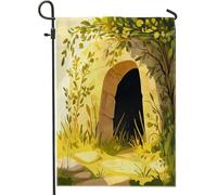 Bandiere panoramiche da giardino con tomba pasquale primaverile, 30,5 x 45,7 cm, double face, per la decorazione esterna, per piante, erba, paesaggio, bandiera, tela, per vacanze, esterni, piccola