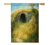 Bandiere panoramiche per la casa della tomba di Pasqua, 71 x 101 cm, double face, per esterni, con paesaggio per piante, erba, paesaggio, bandiera per casa, casa, cortile, cortile, cortile, bandiera
