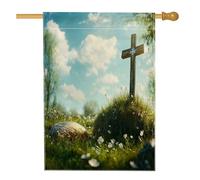 Bandiere panoramiche per la casa della tomba di Pasqua primaverile, 71 x 101 cm, double face, per esterni, per piante, erba, paesaggio, standard, verticale, tela, bandierine per la casa, decorazione