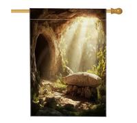 Bandiere panoramiche per la casa della tomba di Pasqua primaverile, 71 x 101 cm, per esterni, bandiere verticali standard in lino, decorazioni per esterni stampate per cortile anteriore e cortile