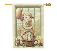 Bandiere pasquali primavera pecora agnello casa 71 x 101 cm double face per esterno, Victoria Country Animal standard verticale tela casa bandiera, fattoria vintage cortile cortile stampa bandiera