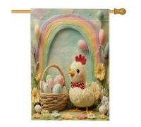 Bandiere pasquali primaverili con galline e pulcini, 71 x 101 cm, double face, per esterni, in feltro di lana, uova di gallina, bandiere verticali standard per la casa, decorazione per la casa