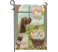Bandiere pasquali tedesche a pelo corto da giardino per cani, 30,5 x 45,7 cm, double face, per esterni, con cucciolo di Victoria Country, bandiere verticali standard in tela per casa, fattoria