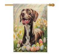 Bandiere pasquali tedesche a pelo corto per la casa del cane, 71,1 x 101,6 cm, double face, per decorazioni, con uova floreali sul campo anteriore, in tela, per la casa, per animali domestici, per