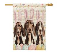 Bandiere pasquali tedesche a pelo corto per la casa del cane, 71 x 101 cm, double face, simpatiche uova divertenti, cucciolo di uova, bandiera verticale standard per la casa, divertente bandiera per