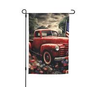 Bandiere patriottiche del 4 luglio vecchio camion rosso per esterni 30,5 x 45,7 cm stampa su entrambi i lati bandiera da giardino bandiere per esterni bandiera per vacanze con occhielli bandiera da