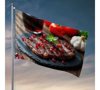 Bandiere per adolescenti bistecca con semi di melograno su un piatto nero. Bandiera da pesca accessori per barche per adolescenti (30 x 45 cm)