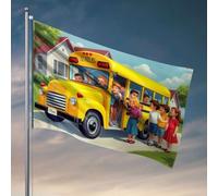 Bandiere per adolescenti e bambini che si imbarcano su uno scuolabus in una giornata di sole. Bandiera da pesca accessori per barche per adolescenti (30 x 45 cm)