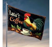Bandiere per adolescenti Lata'S Coffee: gallo che sorseggia il tè bandiera da pesca accessori per barche da pesca roba per adolescenti (152 x 244 cm)