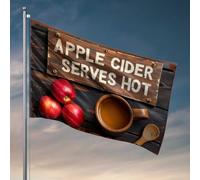 Bandiere per adolescenti sidro di mele servito caldo: una bevanda accogliente per le giornate fredde Bandiera segni di caduta per portico anteriore decorazione portico (60 x 90 cm)
