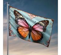 Bandiere per adolescenti una farfalla con ali rosa, arancioni e nere. Bandiera da pesca accessori per barche per adolescenti (152 x 244 cm)