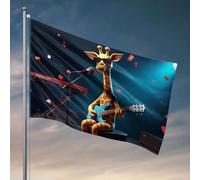 Bandiere per adolescenti Una giraffa che suona una chitarra elettrica sul palco. Bandiera pesca barca accessori per adolescenti roba (120 x 180 cm)