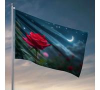 Bandiere per adolescenti Una rosa rossa sotto un cielo stellato. Bandiera pesca barca accessori per adolescenti roba (120 x 180 cm)