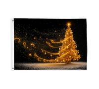 Bandiere per albero di Natale per esterni, eleganti decorazioni natalizie a forma di stelle, bandiere dorate con corda striscione resistente allo sbiadimento, decorazione per balcone, terrazza