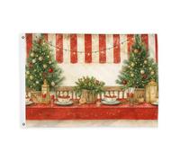 Bandiere per albero di Natale per esterni, lanterna da tavolo rustica natalizia rossa per esterni, bandiere decorative con occhiello, decorazione per portico anteriore, balcone, terrazza, patio, 0,9 x