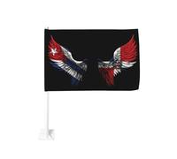 Bandiere per auto con bandiera cubana e della Repubblica Dominicana Wings Cuba, 18x12 pollici, con clip per finestra, protezione UV in poliestere, colori vivaci, bandiera bifacciale per auto (asta no