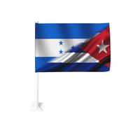 Bandiere per auto con bandiera cubana metà Honduras e metà Cuba, bandiera con clip per finestra da 18x12 pollici, protezione UV in poliestere, colori vivaci, bandiera bifacciale per auto (asta della