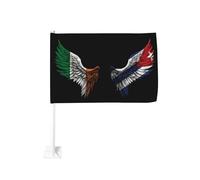 Bandiere per auto con bandiera cubana Wings Ireland e Cuba, bandiera con clip per finestra da 18x12 pollici, protezione UV in poliestere, colori vivaci, bandiera bifacciale per auto (asta non inclusa