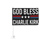 Bandiere per auto "Dio benedica Charlie Kirk", striscioni bifacciali, bandiere stagionali divertenti, bandiere per esterni, decorazioni per la casa, per balcone, 30,5 x 45,7 cm.