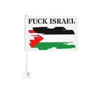 Bandiere per auto "Fanculo Israele, libera la Palestina, salva Gaza", stri