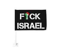 Bandiere per auto "Fanculo Israele, libera la Palestina, salva Gaza", stri