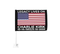 Bandiere per auto "L'eredità continua a vivere" di Charlie Kirk 1993-2025 Bandiere "Riposa in pace" 12"X18" pollici Ba