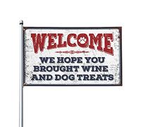 Bandiere per auto per camera We Hope You Brought Wine and Dog Treats, bandiere per esterni per bar decorazione per la casa (30 x 45 cm)