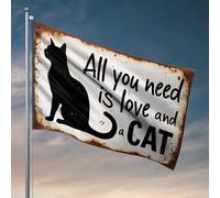 Bandiere per camera da letto, amore e gatto: semplice bandiera della felicità bandiere divertenti per stanza ragazzi autunno cortile decorazione (30 x 45 cm)