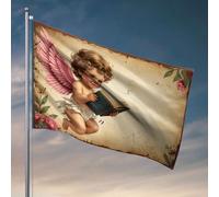 Bandiere per camera da letto, angelo che legge un libro con le ali. Bandiera divertente per stanza ragazzi piscina roba (120 x 180 cm)