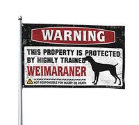Bandiere per camera da letto che avvertono che questa proprietà è protetta da una bandiera Weimaraner altamente addestrata, decorazione per la casa da uomo, divertente bandiera per dormitorio (60 x 90