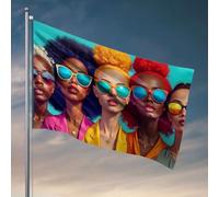 Bandiere per camera da letto, cinque donne che indossano occhiali da sole colorati. Bandiera uomo grotta bar Tiki bar per patio esterno (30 x 45 cm)