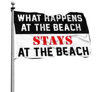 Bandiere per camera da letto, con scritta in inglese "What Happens At The Beach Stay At The Beach", decorazione per la casa da uomo, divertente bandiera per dormitorio (152 x 244 cm)