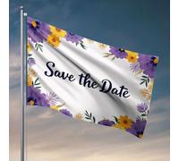Bandiere per camera da letto divertente floreale "Save The Date" biglietto d'invito bandiera divertente regalo marito patio bar accessori (60 x 90 cm)