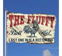 Bandiere per camera da letto, motivo: gallina, con scritta "The Fluffy Butt Hut Last One In Is A Rotten Egg", da uomo, decorazione retrò per la stanza (152 x 244 cm)
