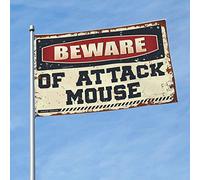 Bandiere per camera da letto, motivo: topo, con scritta "Beware Of Attack", decorazione per la casa da uomo, divertente bandiera per dormitorio (60 x 90 cm)