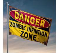 Bandiere per camera da letto Zombie Infestation Warning: Danger Ahead! Bandiera decorazione per la casa regali divertenti per capo (30 x 45 cm)
