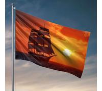 Bandiere per camera dei ragazzi barca a vela vela sull'oceano al tramonto. Bandiera college bandiere per dormitorio per camera ragazzi divertente (60 x 90 cm)