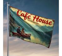 Bandiere per camera delle ragazze Cafe House - Relax By The Lake Flag Man Cabe Decor accessori per camera da letto (30 x 45 cm)