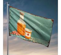 Bandiere per camera per adolescenti bottiglie medicinali con pillole su un tavolo. Bandiera autunnale bandiera da giardino bandiere per stanza ragazzi (120 x 180 cm)