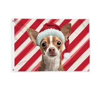 Bandiere per cani per esterni, cappello di Babbo Natale natalizio a strisce rosse decorative per esterni, resistente allo sbiadimento, decorazione per balcone, terrazza, giardino, ingresso, casa, 0,6