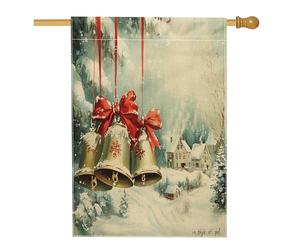 Bandiere per casa con campane di buon Natale, 71 x 101 cm, double face, per esterni, in tela verticale, per casa, vacanze, Capodanno, cortile, cortile