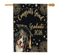 Bandiere per casa con cane da montagna del Bernese, 71 x 101 cm, double-face, per esterni, con cappello per diploma di cucciolo, bandiera verticale standard per la casa, classe 2026, bandiera con