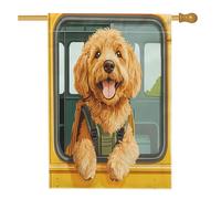 Bandiere per casa con cani con scarabocchi dorati, 71 x 101 cm, double face, per esterni, divertente per il ritorno a scuola, bandiere verticali standard per la casa, decorazione per cortile e cortile