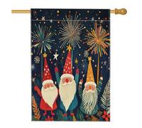Bandiere per casa con gnomo con scritta "Merry Christmas", 71 x 101 cm, double-face, per esterni, stile anime, stile natalizio, in tela, per la casa, per le vacanze, Capodanno, cortile, cortile