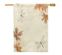 Bandiere per casa con libellule autunnali della metà del secolo 70 x 101 cm per esterni, bandiere per la casa verticali in lino minimaliste autunnali, decorazione per esterni stampata in stile retrò