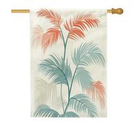 Bandiere per casa con palme in stile retrò, 71 x 101 cm, double-face, per esterni, con foglie di piante di metà secolo, bandiera verticale standard per la casa, bandiera botanica con stampa da cortile