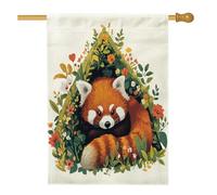 Bandiere per casa con panda rosso primaverile, 71 x 101 cm, double-face, per esterni, divertenti bandiere verticali per la casa, in tela standard, decorazione per la casa e il cortile