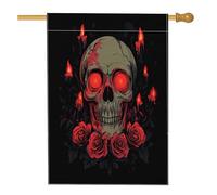 Bandiere per casa con scheletro di Halloween, 71 x 101 cm, per esterni, horror, spaventoso, teschio gotico, standard, verticale, in lino, decorazione per esterni