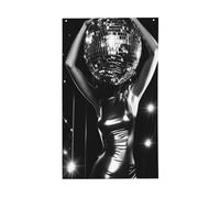 Bandiere per casa da cortile con grande palla da discoteca, striscione di auguri con occhielli per interni ed esterni, decorazioni per la casa